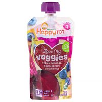 Happy Family Organics, Happy Tot, Love My Veggies, для детей от 2 лет, органические бананы, свекла, тыква и голубика, 120 г (4,22 унции)