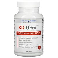 Arthur Andrew Medical, KD Ultra, полный спектр K2 с веганским витамином D3, 90 капсул