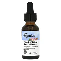 Sky Organics, Vitamin C Bright Glow Oil Serum, Rosehip &amp; Turmeric Oil Blend, 1 fl oz (30 ml)