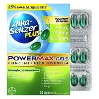 Alka-Seltzer Plus, Sinus, Allergy &amp; Cough PowerMax Gels, Maximum Strength, 24 Liquid Gels