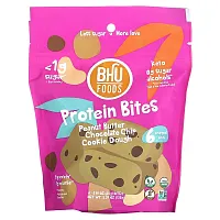 BHU Foods, Protein Bites, Peanut Butter, Chocolate Chip Cookie Dough, 6 Bites, 0.88 oz (25 g) Each