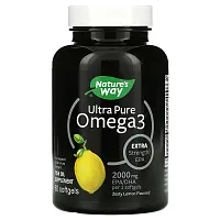 Nature's Way, Ultra Pure Omega3, пикантный лимон, 1000 мг, 60 мягких таблеток