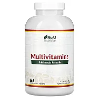 Nu U Nutrition, Multivitamins &amp; Minerals Formula, 365 Vegetarian Tablets