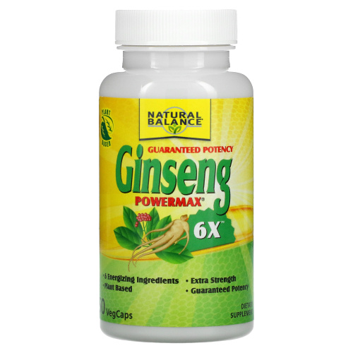 Natural Balance, Ginseng Powermax 6X, 50 вегетарианских капсул фото 3