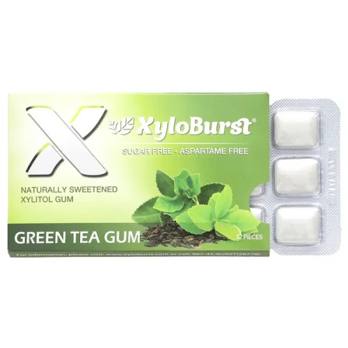 Xyloburst, Xylitol Gum, Green Tea, 12 Pieces