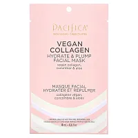 Pacifica, Hydrate &amp; Plump Beauty Facial Mask, Vegan Collagen, 1 Sheet Mask, 0.6 fl oz (18 ml)