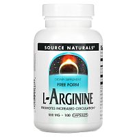 Source Naturals, L-аргинин, в свободной форме, 500 мг, 100 капсул