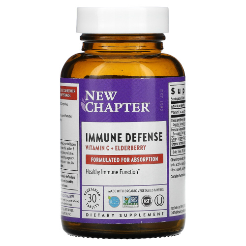 New Chapter, Immune Defense, Vitamin C + Elderberry, 30 Vegetarian Tablets фото 3