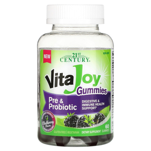 21st Century, Vita Joy Gummies, Pre & Probiotic, Blackberry, 60 Gummies