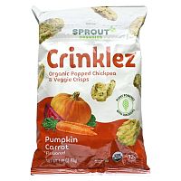 Sprout Organic, Crinklez, снек из нута и овощей, для малышей от 12 месяцев, тыква и морковь, 42 г (1,48 унции)