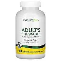 NaturesPlus, Adult&#x27;s Chewable Multivitamin &amp; Mineral, Pineapple, 180 Tablets