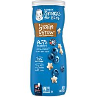 Gerber, Snacks for Baby, Grain & Grow, Puffs, воздушные закуски, для детей от 8 месяцев, голубика, 42 г (1,48 унции)