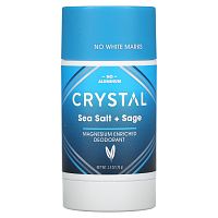 CRYSTAL, Обогащенный магнием дезодорант, морская соль + шалфей, 70 г (2,5 унции)