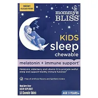 Mommy&#x27;s Bliss, Kids Sleep Chewable,  Melatonin + Immune Support, Age 3 Years+, Mixed Berry, 50 Chewable Tablets