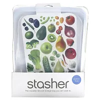 Stasher, Reusable Silicone Food Bag, Half Gallon, Clear, 64.2 fl oz (1.92  l)