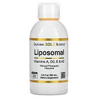 California Gold Nutrition, Liposomal Vitamin A, D3, E &amp; K2, Pineapple, 8.5 fl oz (250 ml)