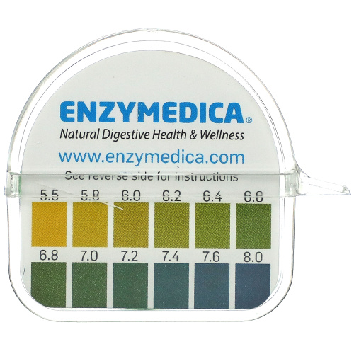 Enzymedica, тест-полоски для определения уровня pH, 16-футовая катушка фото 3