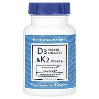 The Vitamin Shoppe, Vitamin D3 &amp; K2, 60 Capsules