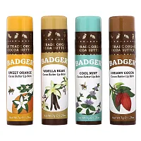 Badger, Cocoa Butter Lip Balms Set, 4 Pack, 0.25 oz (7 g) Each