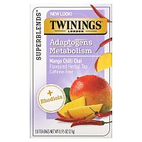 Twinings, Boost, Adaptogens, Mango Chili Chai Flavored Herbal Tea, Caffeine Free, 18 Tea Bags, 0.95 oz (27 g)