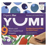 Yumi, Organic Bar, Toddler, Blueberry &amp; Purple Carrot, 5 Bars, 0.74 oz (21 g) Each