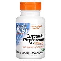 Doctor's Best, Curcumin Phytosome, куркумин, 1000 мг, 60 растительных капсул (500 мг в 1 капсуле)