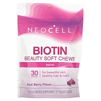 Neocell, Biotin Bursts, Acai Berry Flavor, 10,000 mcg , 30 Soft Chews