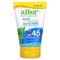 Alba Botanica, минеральное солнцезащитное средство для спортсменов, SPF 45, 113 г (4 унции)