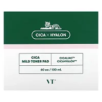 VT Cosmetics, Cica Mild Toner Pad, 60 Pads, 130 ml