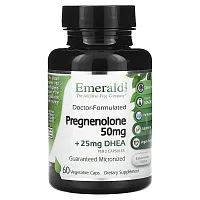 Emerald Laboratories, Pregnenolone + DHEA, 50 mg, 60 Vegetable Caps (25 mg per Capsule)