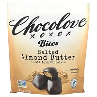 Chocolove, Bites, соленое миндальное масло в 55% темном шоколаде, 100 г (3,5 унции)