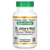 California Gold Nutrition, EuroHerbs, экстракт зверобоя, качество Euromed, 300 мг, 180 растительных капсул