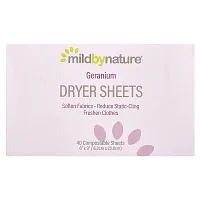 Mild By Nature, Dryer Sheets, Geranium, 40 Sheets