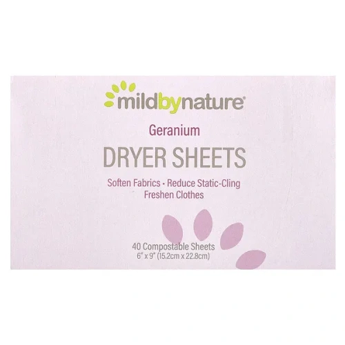 Mild By Nature, Dryer Sheets, Geranium, 40 Sheets