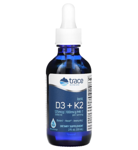 Trace Minerals, Ионные D3 + K2, 59 мл