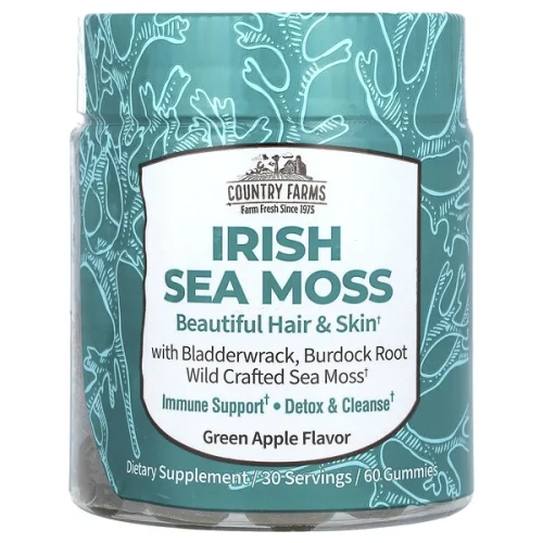 Country Farms, Irish Sea Moss Gummies, Green Apple , 60 Gummies