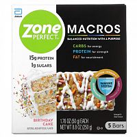 ZonePerfect, MACROS Bars, праздничный торт, 5 батончиков, 50 г (1,76 унции)