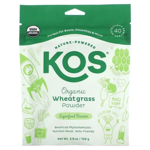 KOS, Organic Wheatgrass Powder, 3.8 oz (108 g)