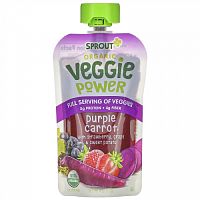 Sprout Organic, Veggie Power, фиолетовая морковь с клубникой, виноградом и бататом, 113 г (4 унции)