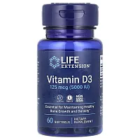 Life Extension, Vitamin D3, 125 mcg (5,000 IU), 60 Softgels