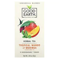 Good Earth Teas, Sensorial Blends, Herbal Tea, Tropical Mango &amp; Moringa, 15 Biodegradable Teabags, 1.48 oz (42 g)