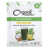 Organic Traditions, Supergreens, Pineapple Coconut, 3.5 oz (100 g)