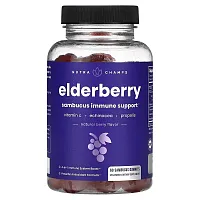 NutraChamps, Elderberry, Natural Berry, 60 Sambucus Gummies