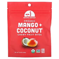 Mavuno Harvest, Organic Chewy Fruit Bites, Mango + Coconut, 1.94 oz (55 g)