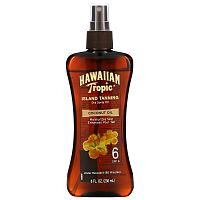 Hawaiian Tropic, Island Tanning, сухое масло-спрей для загара с кокосовым маслом, SPF 6, 236 мл (8 жидк. унций)