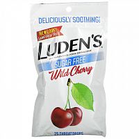 Luden's, Леденцы с пектином / успокаивающее средство для полости рта, без сахара, дикая вишня, 25 леденцов для горла