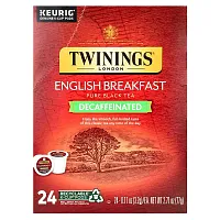 Twinings, Pure Black Tea, English Breakfast, Decaffeinated, 24 K-Cup Pods, 0.11 oz (3.2 g) Each