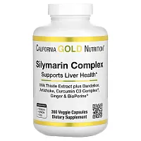 California Gold Nutrition, Silymarin Complex, Milk Thistle Extract Plus Dandelion, Artichoke, Curcumin C3 Complex, Ginger, and BioPerine, 360 Veggie Capsules