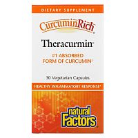 Natural Factors, CurcuminRich, Theracurmin, куркумин, 30 вегетарианских капсул