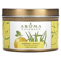 Aroma Naturals, Soy VegePure, Travel Tin Candle, Ambiance, Orange &amp; Lemongrass, 2.8 oz (79.38 g)